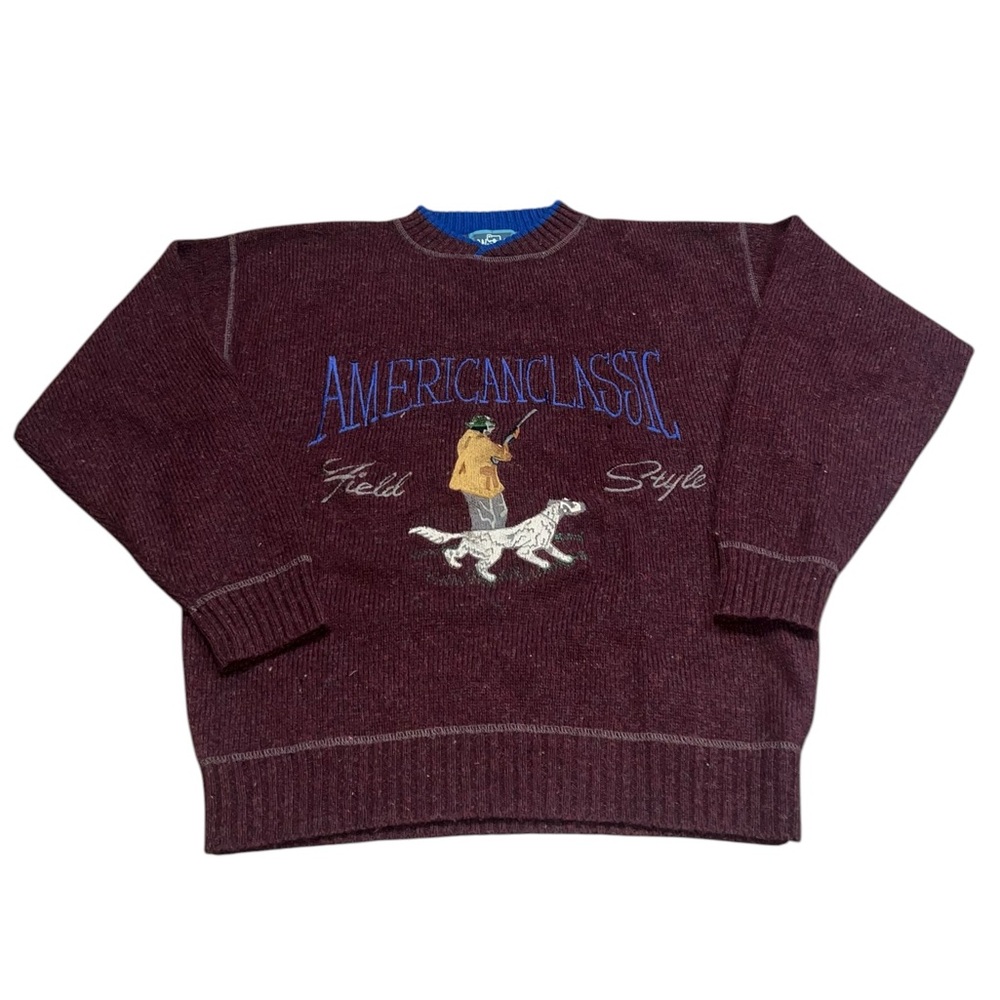 VTG 90s Woolrich 100% Wool Sweater American Classic Field Style Large READ